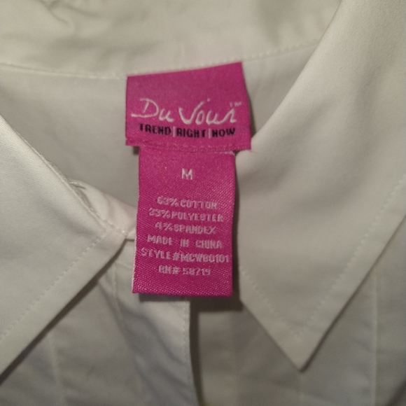 Du Jour white long sleeve shirt vertical ruffle button up with button on cuff - Picture 2 of 5